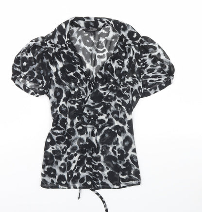 Debenhams Womens Blue Animal Print  Basic Button-Up Size 6