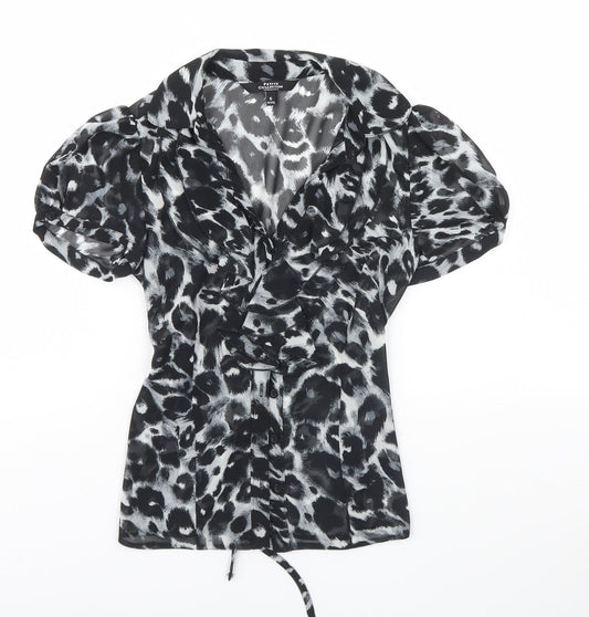 Debenhams Womens Blue Animal Print  Basic Button-Up Size 6