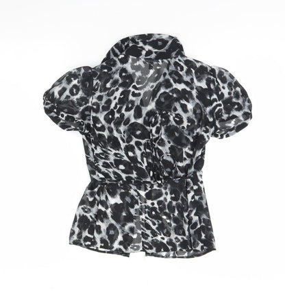 Debenhams Womens Blue Animal Print  Basic Button-Up Size 6