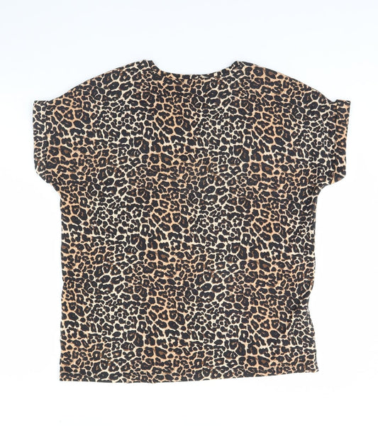 Only  Womens Brown Animal Print  Basic Blouse Size 10