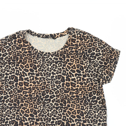 Only  Womens Brown Animal Print  Basic Blouse Size 10