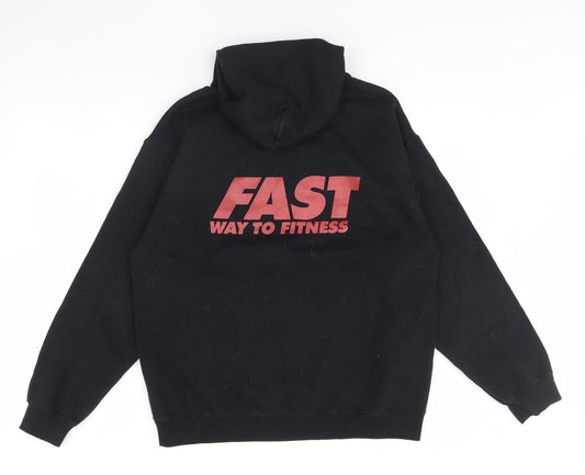 Mens UK Size M Gildan Black Pullover Hoodie