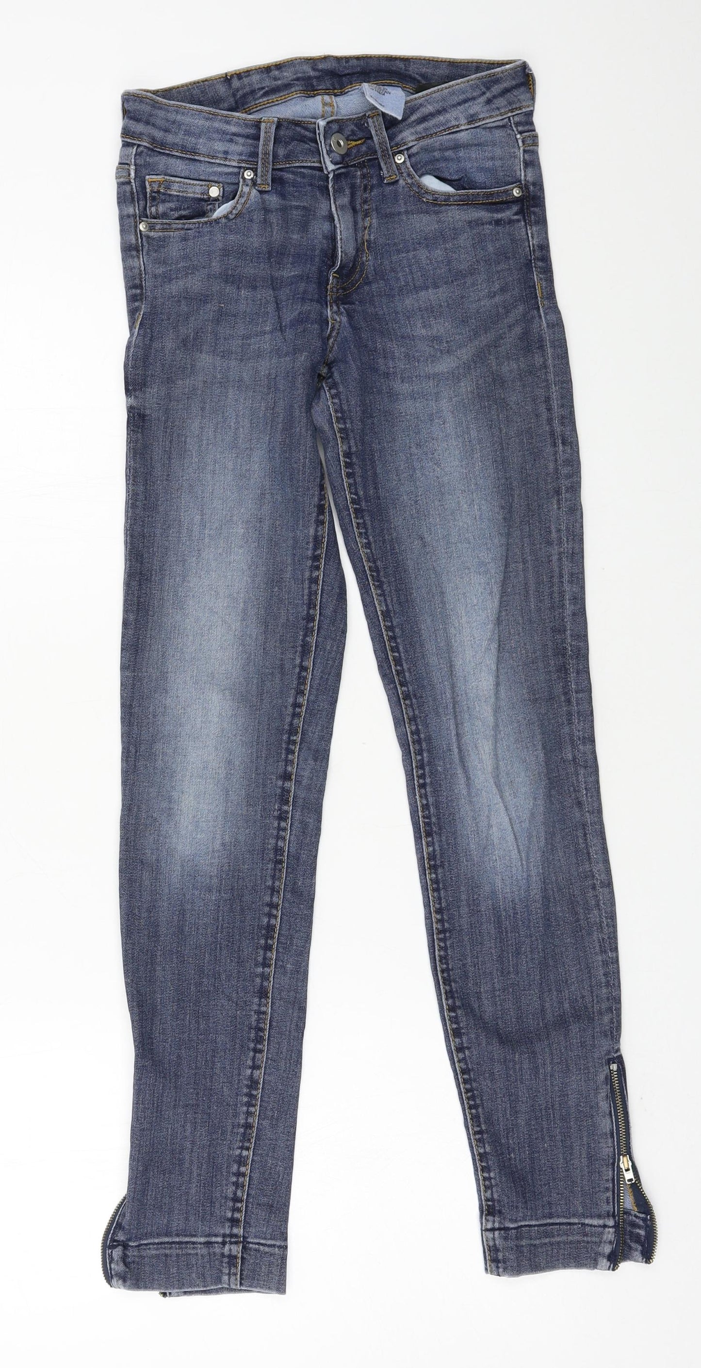 Womens UK Size 25 in H&M Regular Fit Straight Blue Jeans