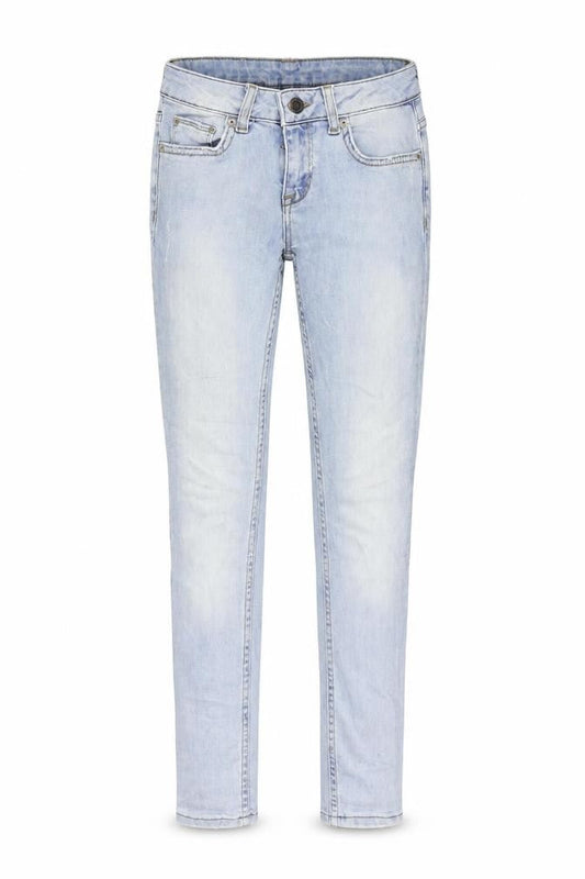 Front view of Perfect Jeans women’s blue denim skinny jeans, size UK 25, in, 30-inch leg