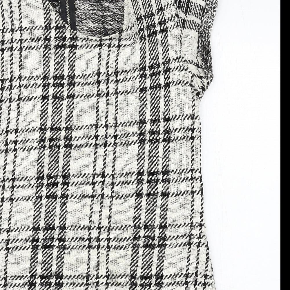 Select Womens White Plaid Jersey T-Shirt Dress  Size 10