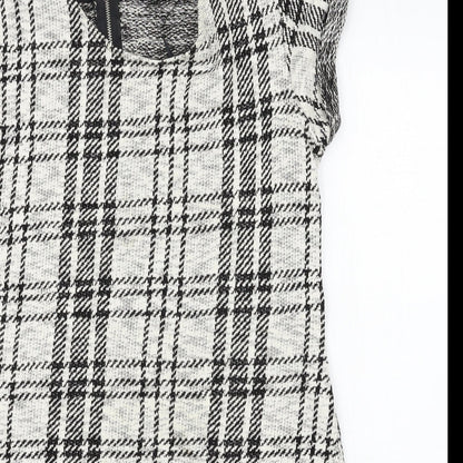 Select Womens White Plaid Jersey T-Shirt Dress  Size 10