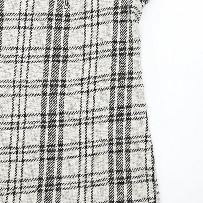 Select Womens White Plaid Jersey T-Shirt Dress  Size 10
