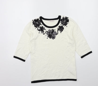 Womens UK Size S Anna Rose White Pullover Jumper