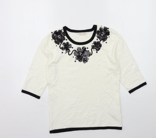 Womens UK Size S Anna Rose White Pullover Jumper