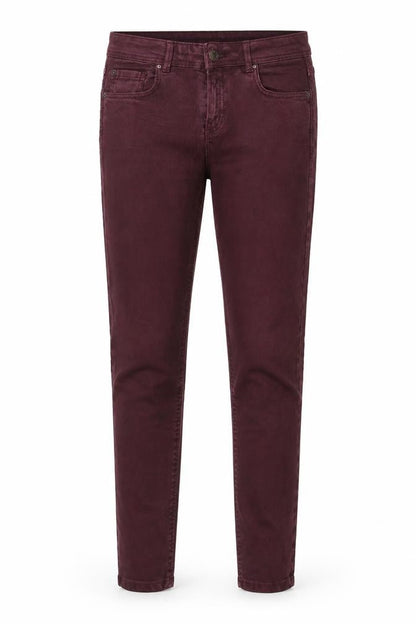 Front view of Zara women’s purple denim skinny jeans, size UK 30, in, 25-inch leg