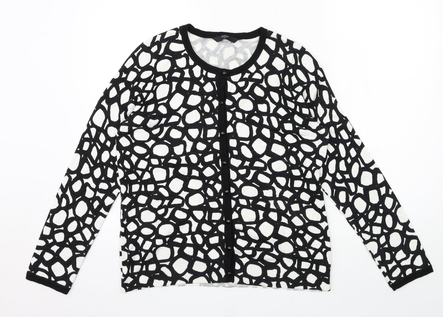 BHS Womens Black Geometric Knit Cape Jumper Size 14