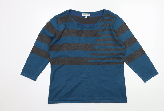 Chianti  Womens Blue Striped Knit Pullover Jumper Size L