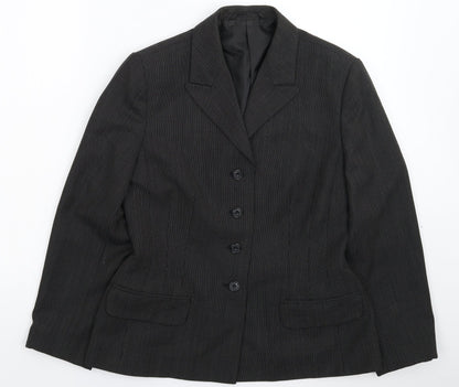 NEXT Womens Black Striped  Jacket Suit Jacket Size 12