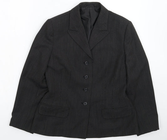 NEXT Womens Black Striped  Jacket Suit Jacket Size 12