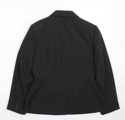 NEXT Womens Black Striped  Jacket Suit Jacket Size 12