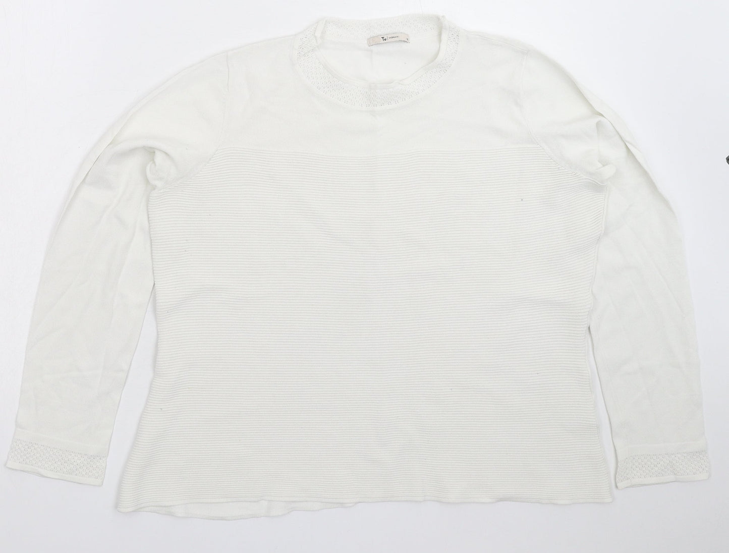 TU Womens White  Knit Pullover Jumper Size 18
