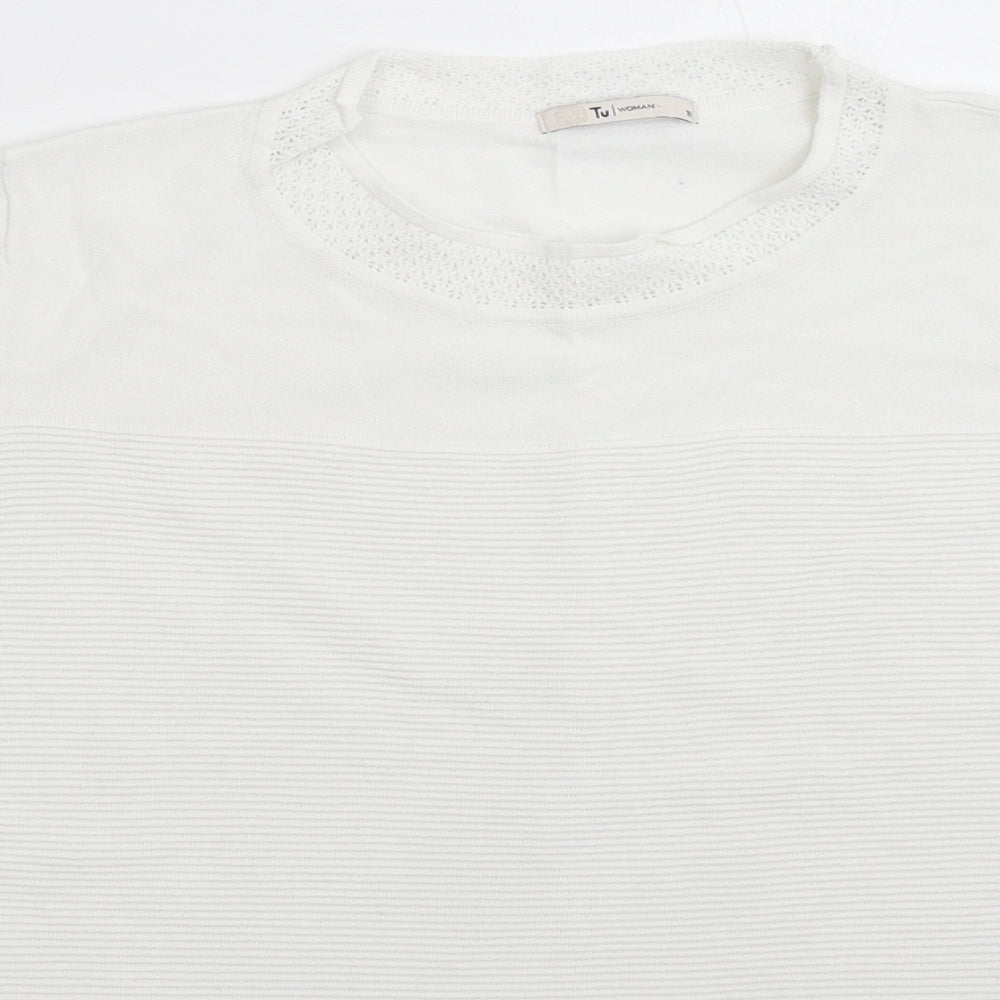 TU Womens White  Knit Pullover Jumper Size 18