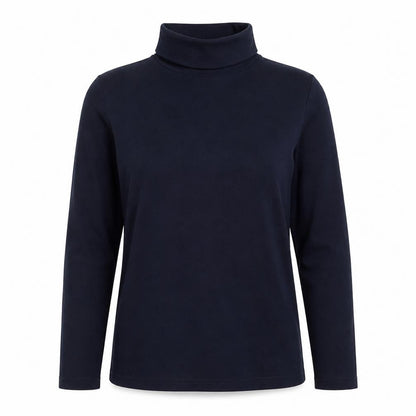 Front view of EWM women’s blue pullover sweatshirt, size UK 12