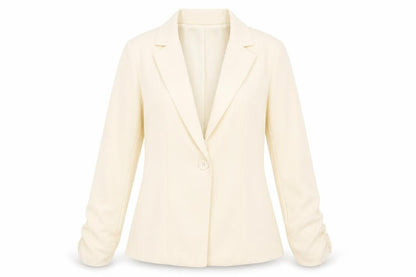 Front view of JustFab women’s ivory jacket blazer, size L