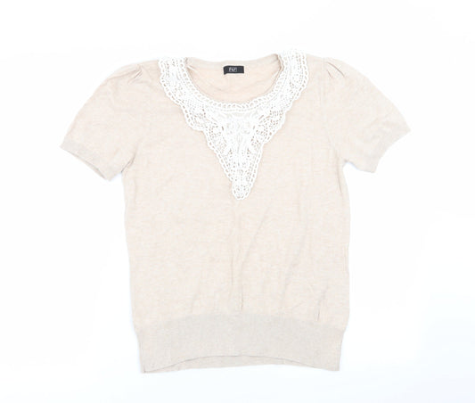 M&S Womens Beige   Basic T-Shirt Size 14