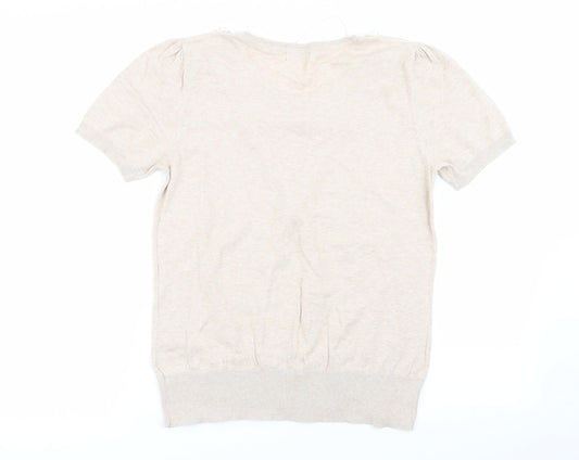 M&S Womens Beige   Basic T-Shirt Size 14