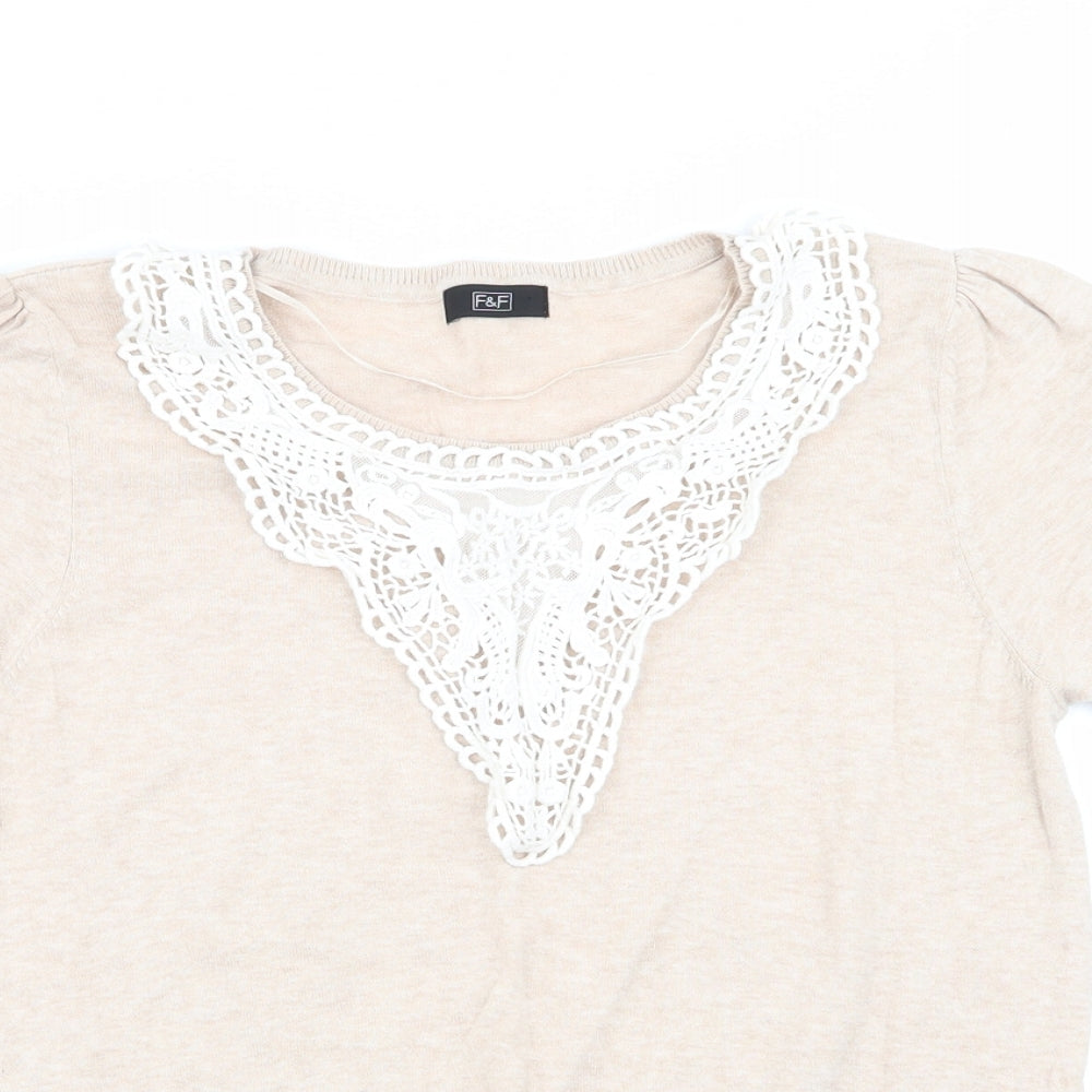 M&S Womens Beige   Basic T-Shirt Size 14