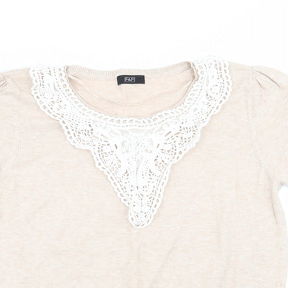 M&S Womens Beige   Basic T-Shirt Size 14