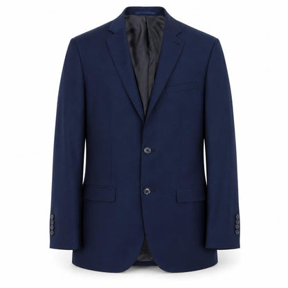 Front view of tailor and cutter men’s blue jacket blazer, size 36