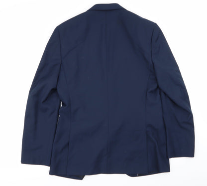 Back view of tailor and cutter men’s blue jacket blazer, size 36