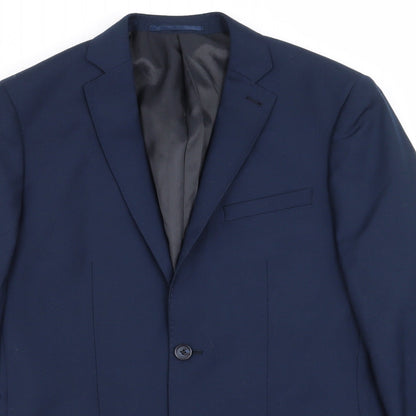 Close-up detail of tailor and cutter men’s blue jacket blazer, size 36