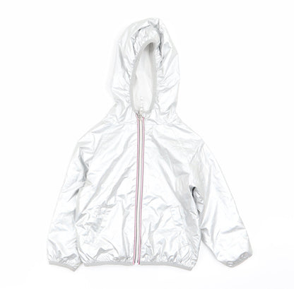 Additional front view of Next girls’ silver jacket coat, size 3, years