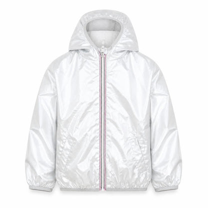 Front view of Next girls’ silver jacket coat, size 3, years