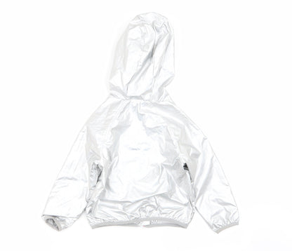 Back view of Next girls’ silver jacket coat, size 3, years