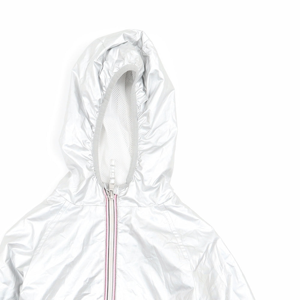 Close-up detail of Next girls’ silver jacket coat, size 3, years