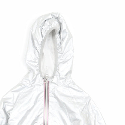 Close-up detail of Next girls’ silver jacket coat, size 3, years