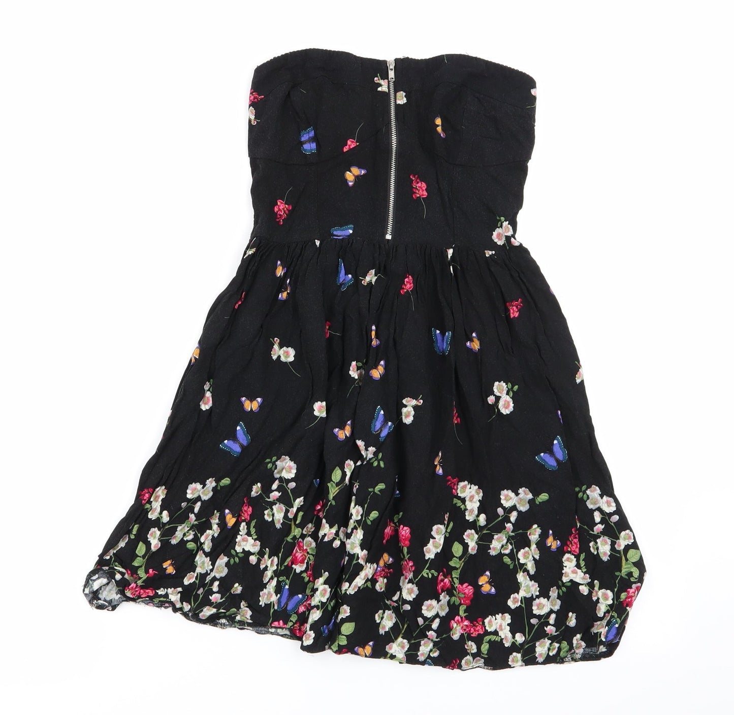 Primark Womens Black Floral  Fit & Flare  Size 8