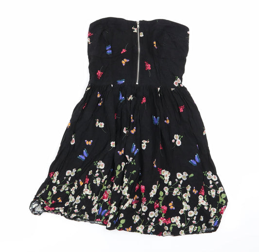 Primark Womens Black Floral  Fit & Flare  Size 8