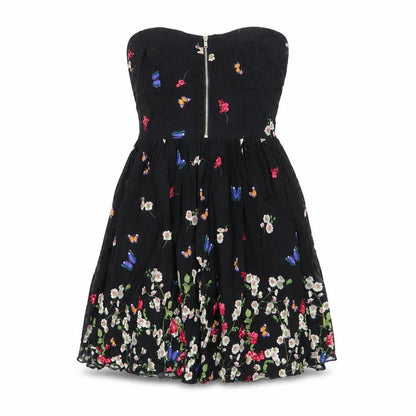 Front view of Primark women’s black floral fit & flare, size UK 8