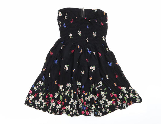 Primark Womens Black Floral  Fit & Flare  Size 8