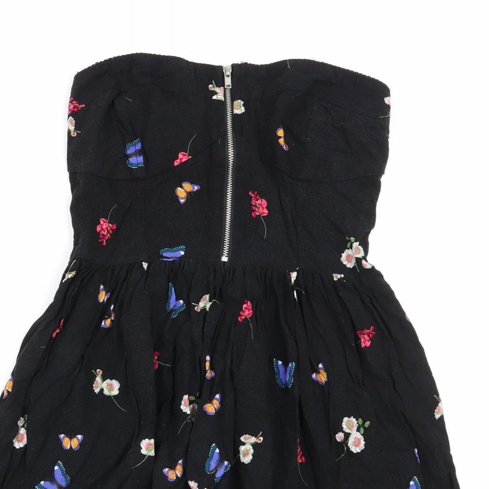 Primark Womens Black Floral  Fit & Flare  Size 8