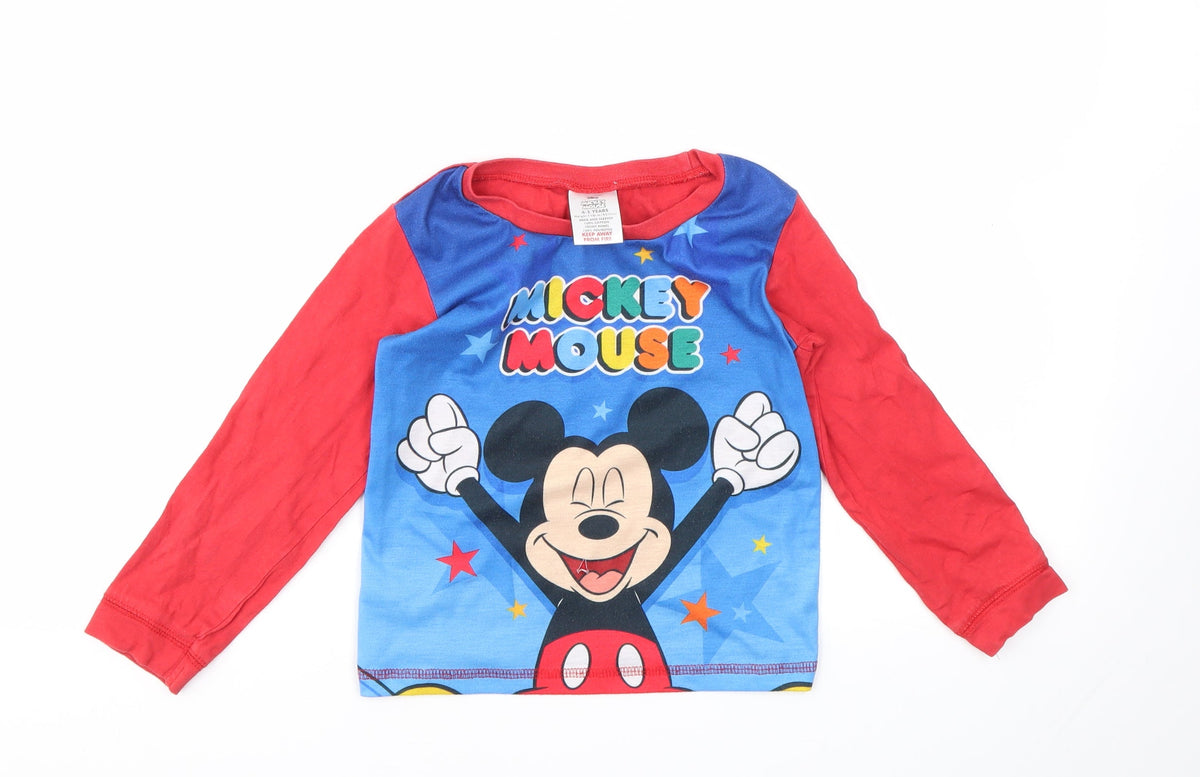 Front view of MICKEY MOUSE boys’ multicoloured geometric basic t-shirt, size 4-5, years