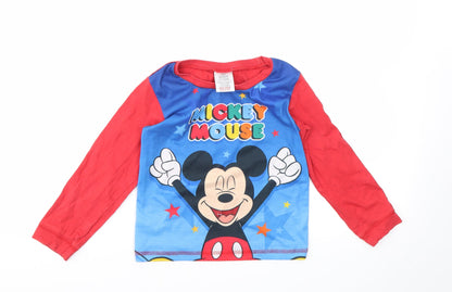 Front view of MICKEY MOUSE boys’ multicoloured geometric basic t-shirt, size 4-5, years
