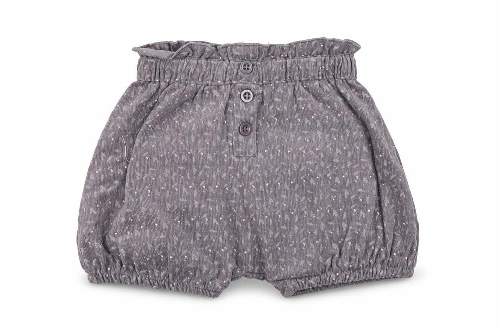 Front view of MINI CLUB girls’ grey capri trousers, size 0-3, months