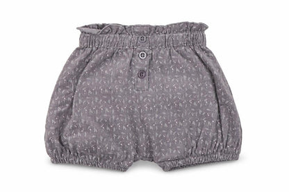 Front view of MINI CLUB girls’ grey capri trousers, size 0-3, months