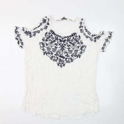 F&F  Womens White Geometric  Basic T-Shirt Size 12