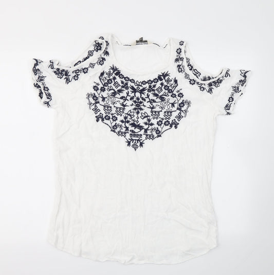 F&F  Womens White Geometric  Basic T-Shirt Size 12