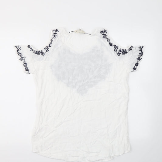 F&F  Womens White Geometric  Basic T-Shirt Size 12