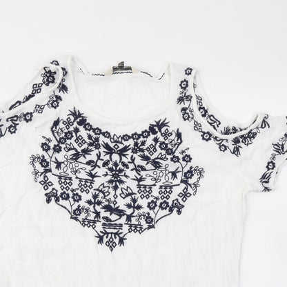 F&F  Womens White Geometric  Basic T-Shirt Size 12