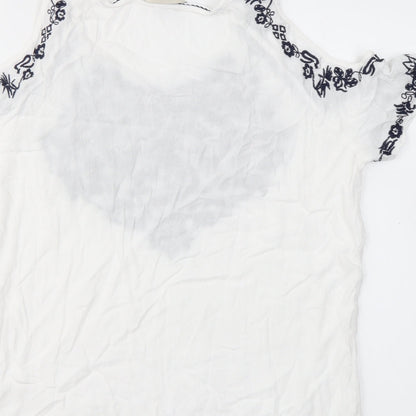 F&F  Womens White Geometric  Basic T-Shirt Size 12