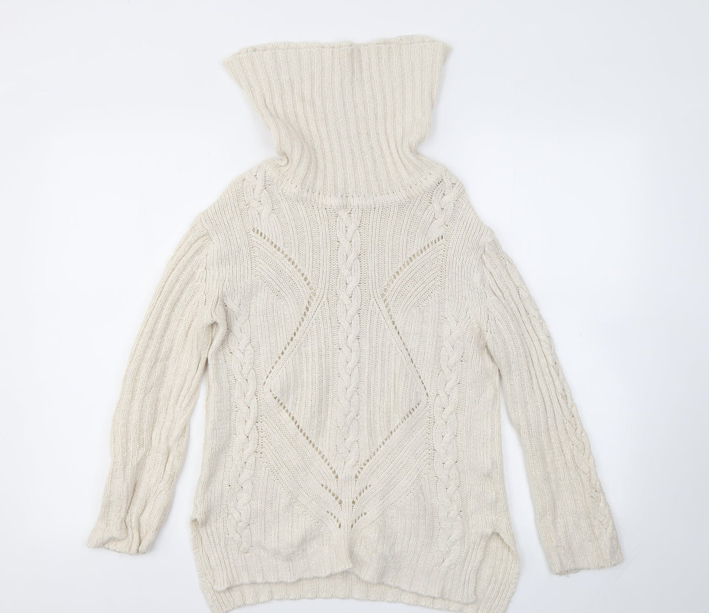 Womens UK Size S Preworn Beige Pullover Jumper